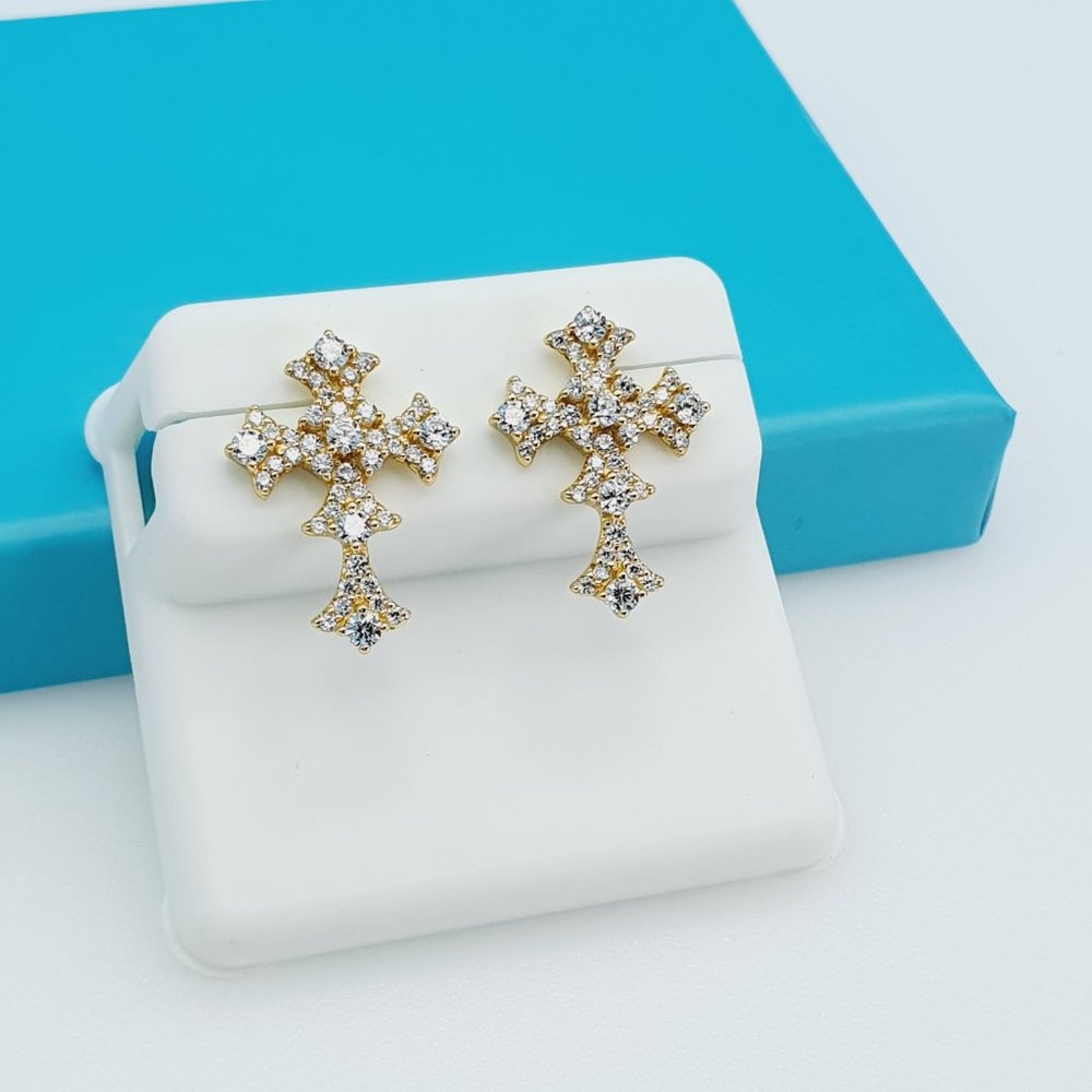 "14K Gold Plated 925 Sterling Silver CZ Beautiful Earrings for Women, 1USPAR4114 - Picture 6 of 6